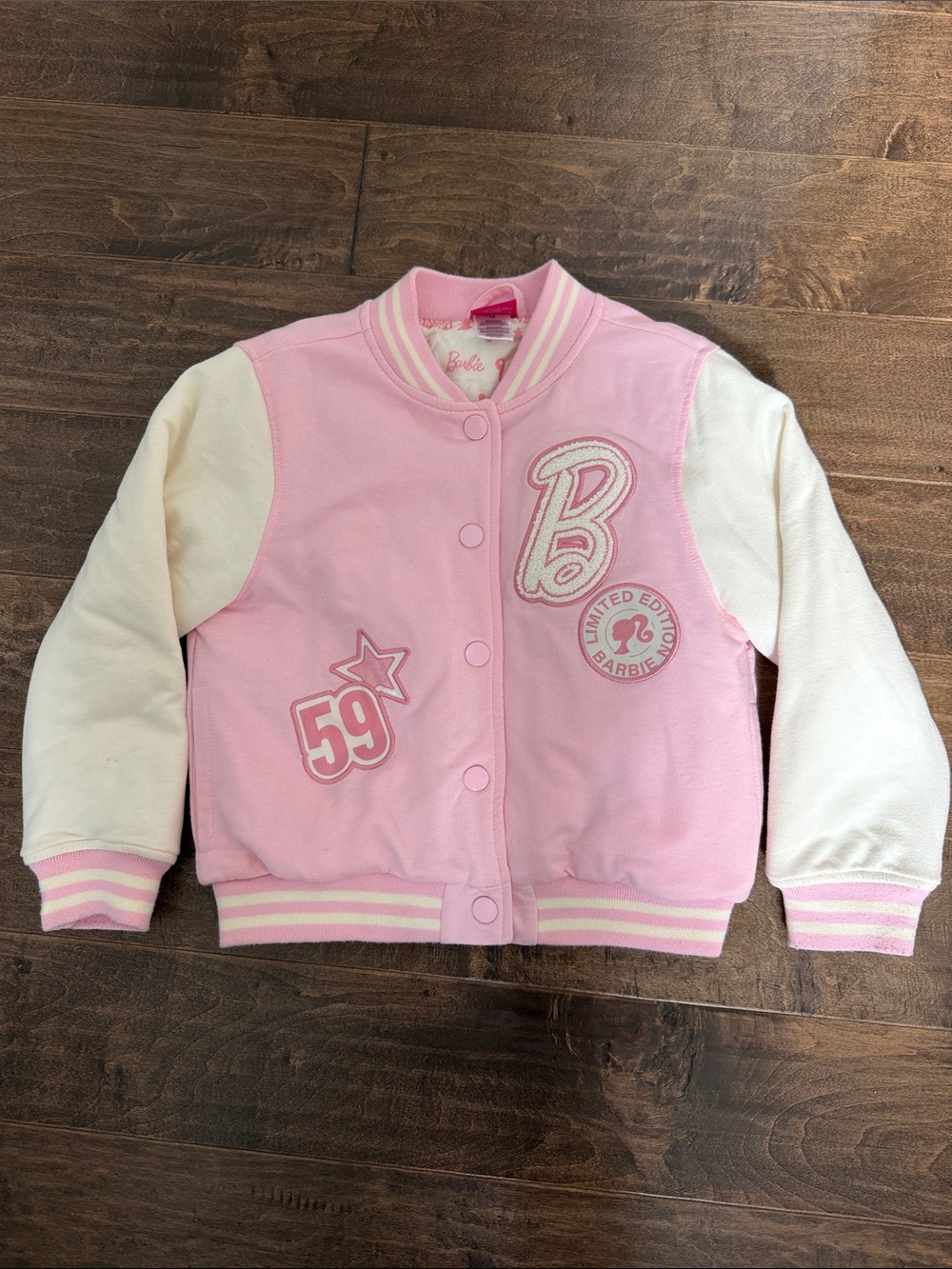 Barbie Girls' Pink & White Varsity Jacket - Picture 3 of 9